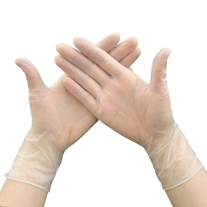 100 x Click Vinyl Disposable Gloves Clear