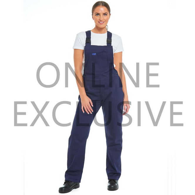 Tough Gear Ladies Cotton Drill Bib & Brace Navy