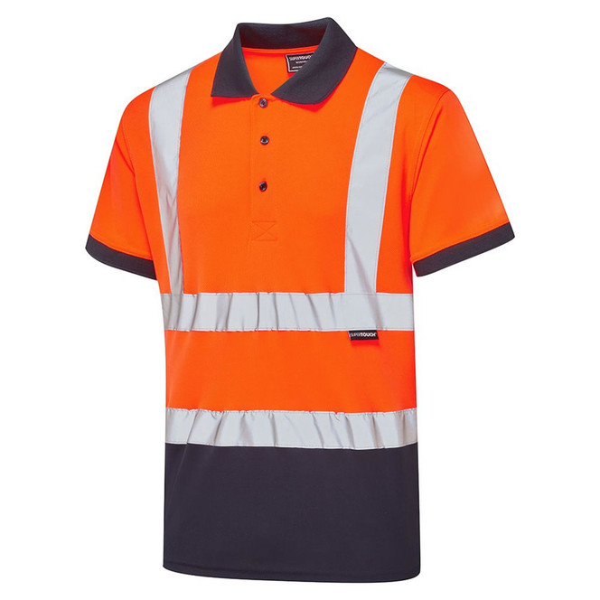Supertouch Hi-Vis 2 Tone Bird Eye Short Sleeve Polo Shirt Orange SHV-30S891-7