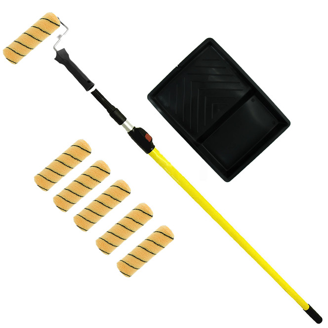 Lynwood/Prodec Apex Woven Tiger Stripe 6 Sleeve Roller Set With 2' - 4' Button Lock Extension Pole