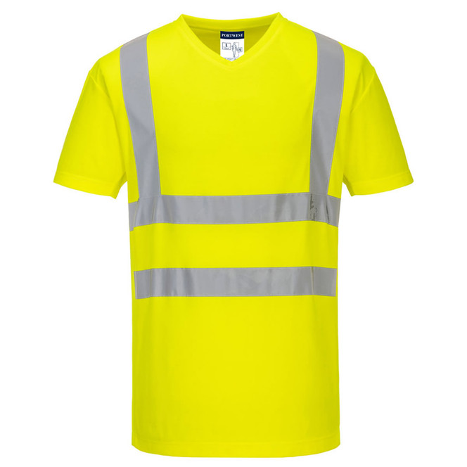 Portwest Hi-Vis Cotton Comfort Mesh Insert T-Shirt S179 Yellow