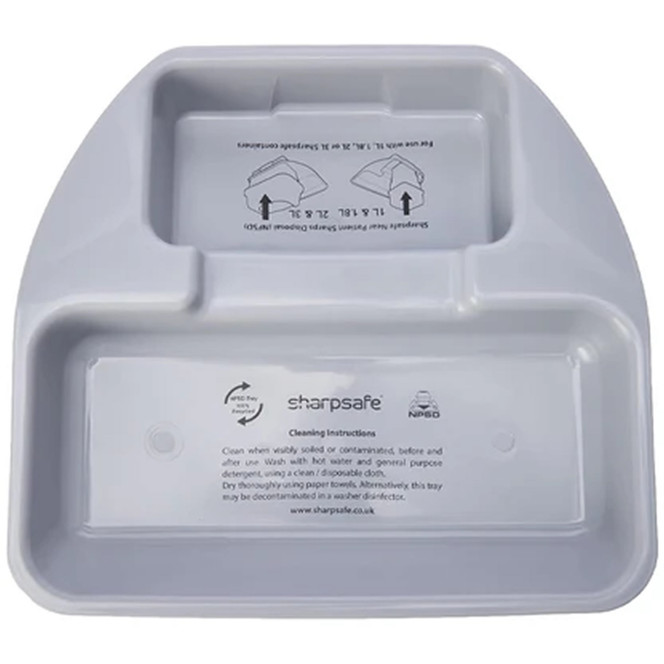 Sharp Safe Near Patient Sharps Disposal Tray For 2/3ltr Bin Grey 43000000