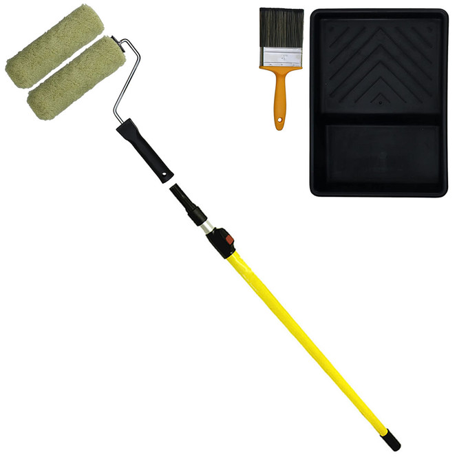 ProDec Typhoon Twin Head Heavy Duty Masonry Paint Roller & Brush Set With Extension Pole