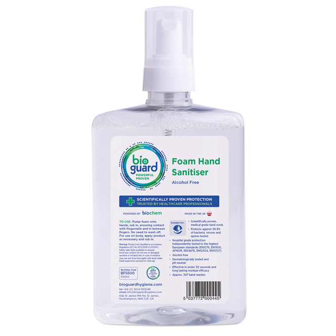Bioguard 500ml Alcohol Free Foam Hand Sanitiser