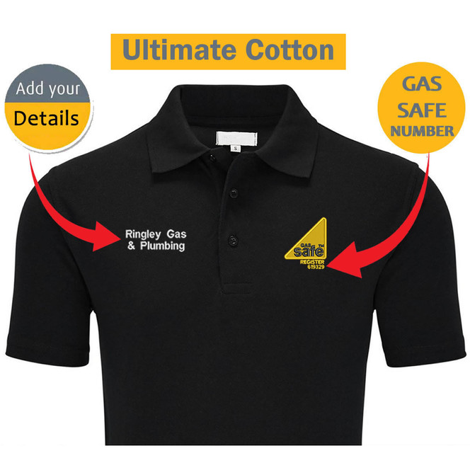 Gas Safe Plumber Embroidered Personalised Heavyweight Cotton Polo Shirt