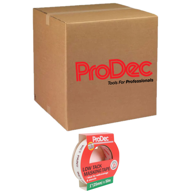 36 x ProDec 1" x 50m Low Tack General Purpose Masking Tape PLTT25