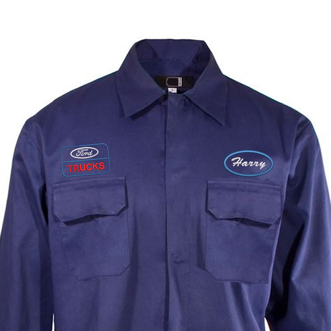 Personalised Embroidered Ford Outline Boilersuit Gas Petrol Station NAVY