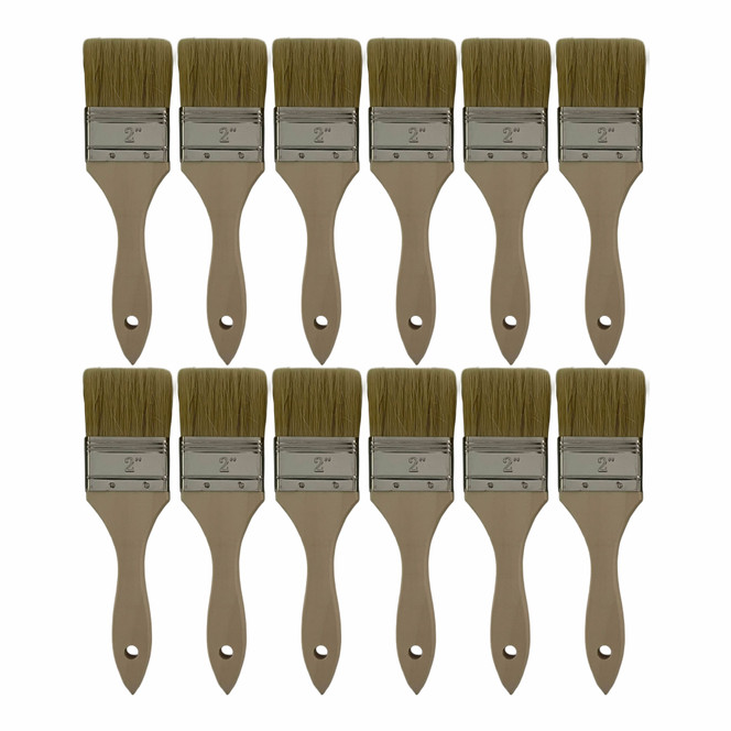 12 x Kana White Bristle Wood Handle Laminating Brush