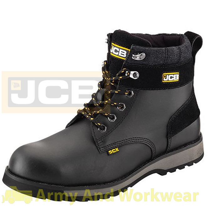 JCB 5CX Safety Work Boots in Black