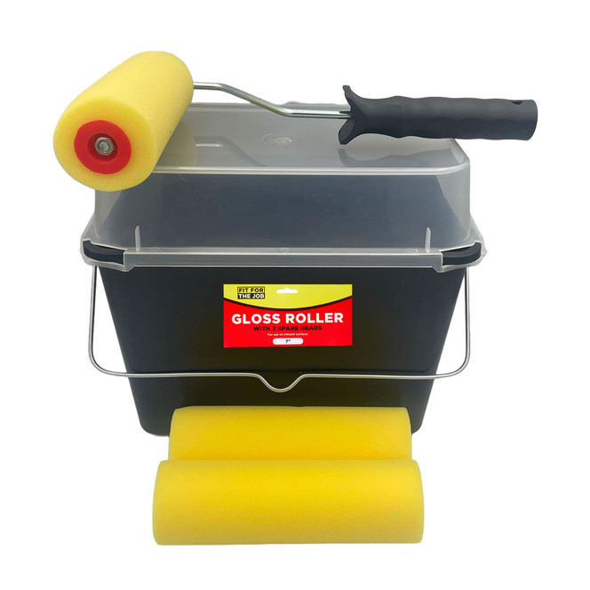 Fit For The Job Prague 7" Triple Foam Gloss Paint Roller & Frame Set + Scuttle + Lid