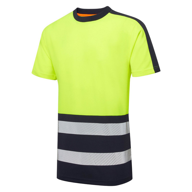 Supertouch Essentials Hi Vis Eco CoolAir 2 Tone Yellow/Navy T-Shirt SHV-352C1-9