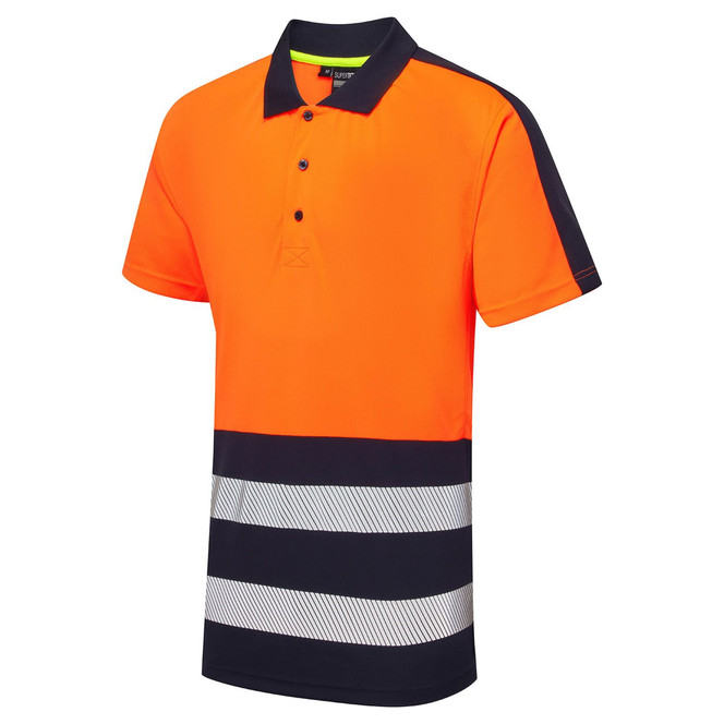 Supertouch Essentials Hi-Vis Eco Coolair 2 Tone Orange/Navy Polo Shirt SHV-303D1-9
