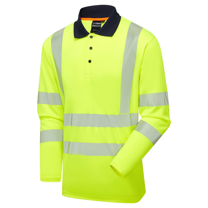 Supertouch Essentials Hi-Vis Eco CoolMax Yellow Long Sleeve Polo SHV-30541-9