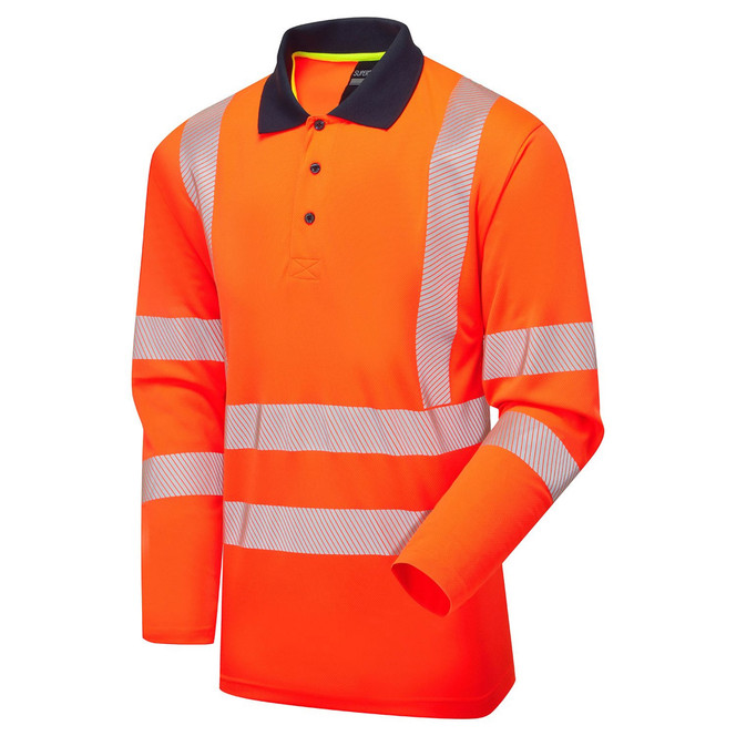 Supertouch Essentials Hi-Vis Eco CoolMax Orange Long Sleeve Polo SHV-30581-9