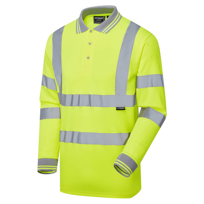 Supertouch Hi Vis Long Sleeve Bird Eye Polo Shirt Yellow 35E41-7