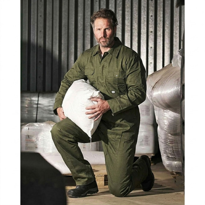 Fort Stud Front Boilersuit Olive Green 344 
