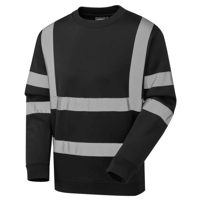 Supertouch Hi Vis Crew Neck Sweatshirt Black 39571-7