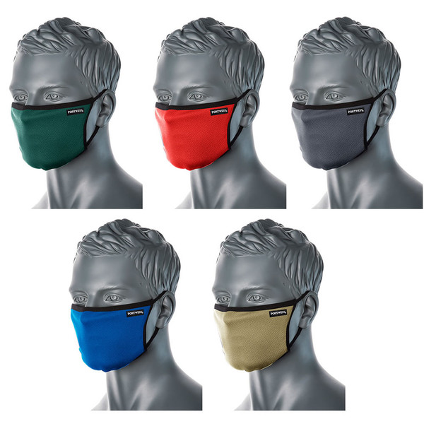 Portwest 3 Ply Fabric Face Mask CV30