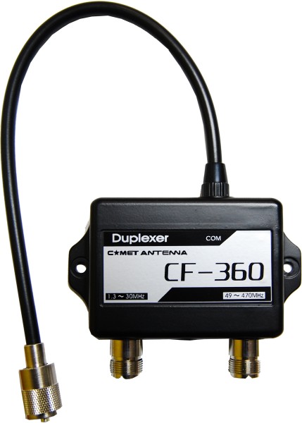 Comet CF-360B - Duplexer, 1.3-30 MHz Low Pass, 49-470 MHz High Pass, 45 dB Isolation