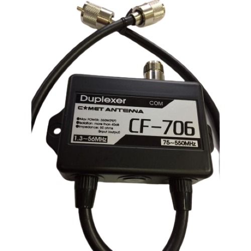 Comet CF-706 - Duplexer, 1.3-57 MHz Low Pass, 75-550 MHz High Pass, 40 dB Isolation