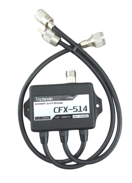Comet CFX-514N - Triplexer, 1.3-90 MHz Low Pass, 130-200 MHz Mid Pass, 380-500 MHz High Pass, 55 dB Isolation