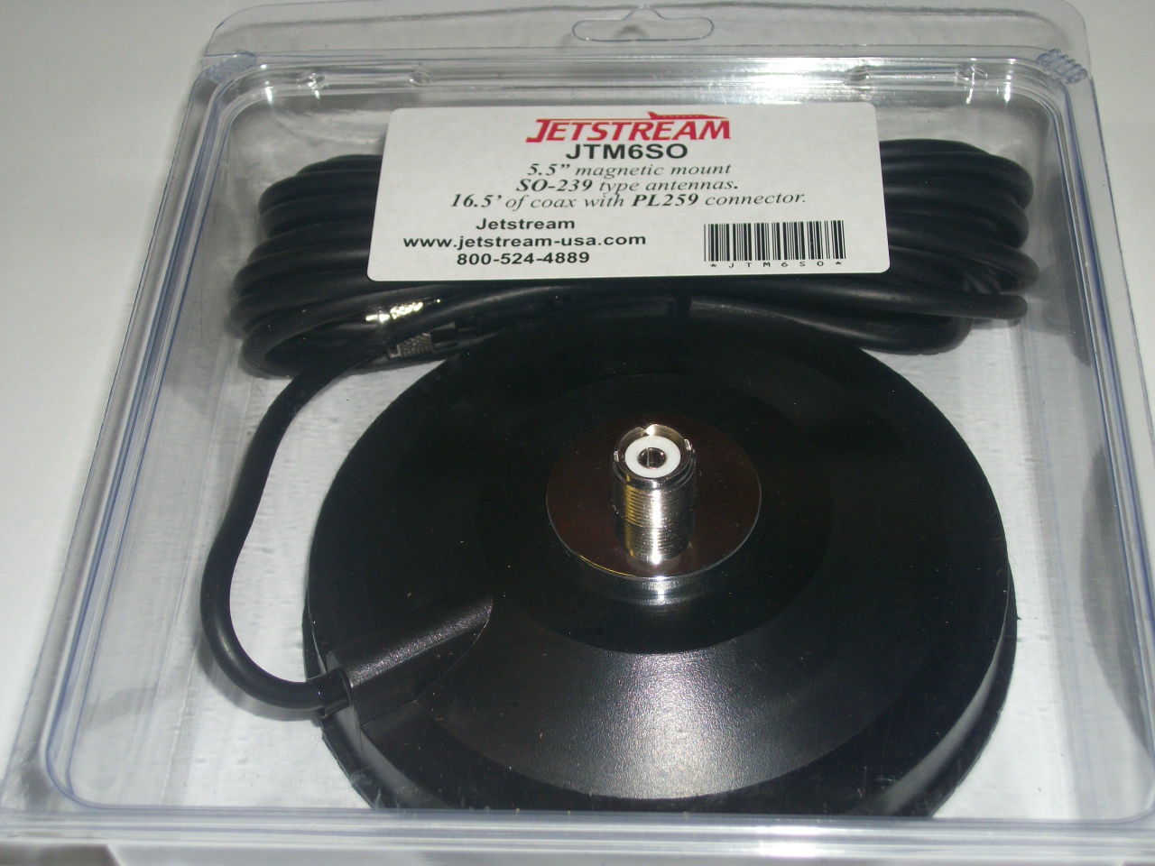 Jetstream JTM6SO 5.5'' Black SO239 Magnetic Mobile Antenna Mount