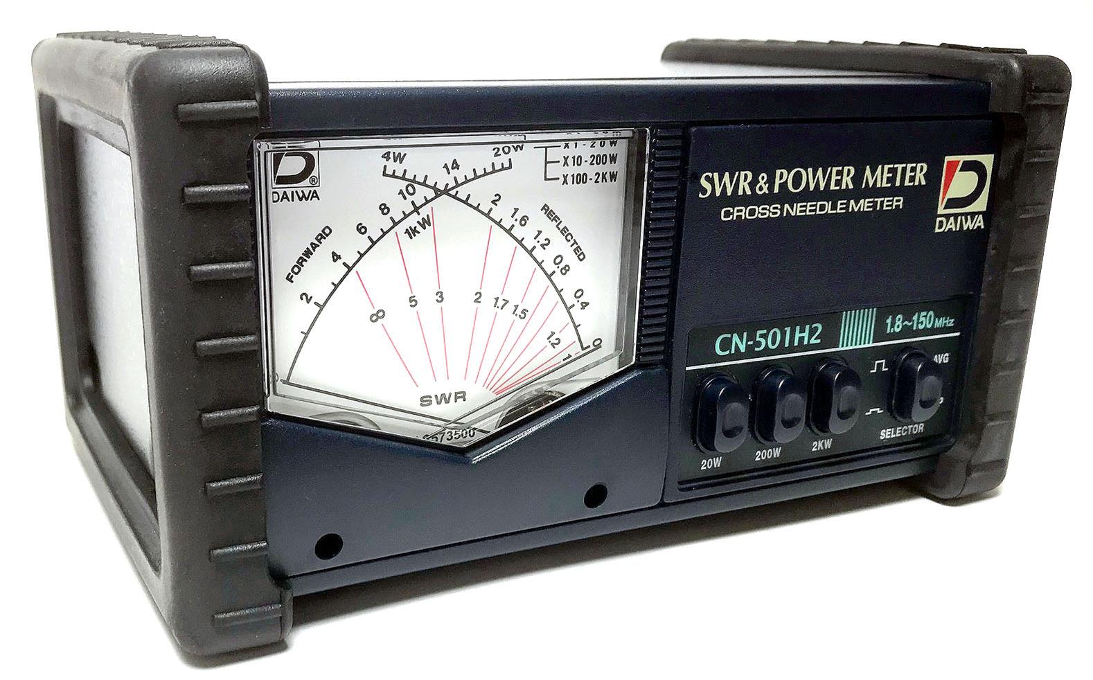 Daiwa CN-501H2 SWR/Wattmeter, HF/VHF, 1.8-150 MHz, 2000 W Max., Cross Needle, UHF Female, SO-239, 13.8 Vdc Daiwa CN-501H2 SWR/Wattmeter, HF/VHF, 1.8-150 MHz, 2000 W Max., Cross Needle, UHF Female, SO-239, 13.8 Vdc