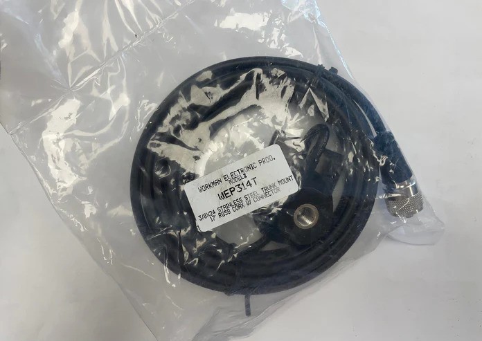 Workman WEP314T - 3/8 x 24 Threaded Trunk Lip Antenna Mount w/ 17' Cable