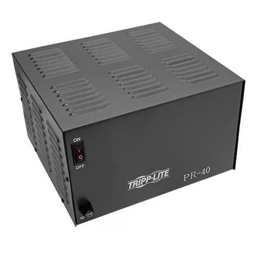 Tripp Lite PR40 Regulated DC Power Supply, 120 VAC Input, 13.8 VDC Output, 550 W Power Rating, 40 A, Benchtop Mount Tripp Lite PR40 Regulated DC Power Supply, 120 VAC Input, 13.8 VDC Output, 550 W Power Rating, 40 A, Benchtop Mount