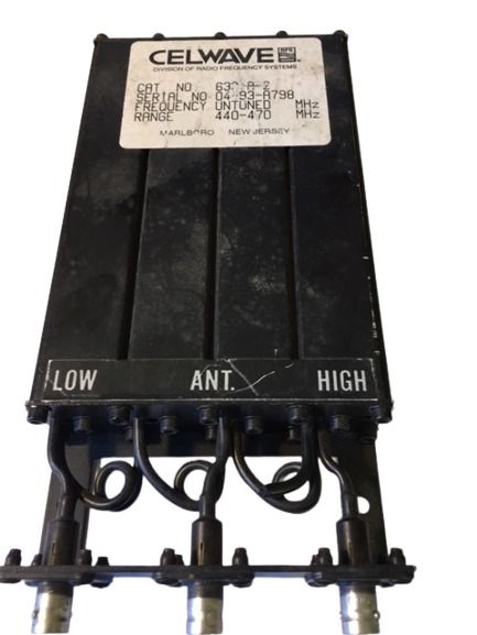 Used Celwave 633-A-2 - 4-Cavity Mobile Duplexer (UHF) 440-470 MHz Used Celwave 633-A-2 - 4-Cavity Mobile Duplexer (UHF) 440-470 MHz