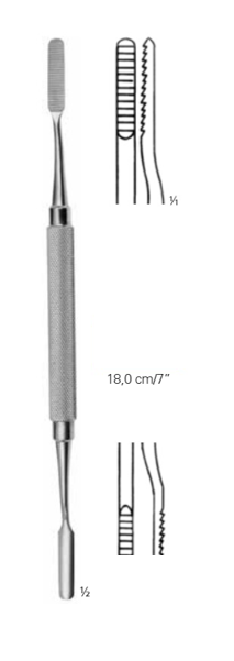 Product Vet Spectrum Polokoff Bone File/Rasp, 7in (18cm), Straight, Dbl Ended, Horizontal Serrated Rasp, 4mm/3mm | SAH.701667 Image