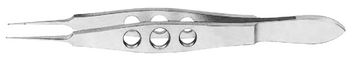 Product Spectrum Castroviejo Suture Forcep, 4" (10cm), Straight, 1x2 Teeth - Angled Up, 0.5mm Tip, W/ Tying Platform | SAH.24-2806 Image