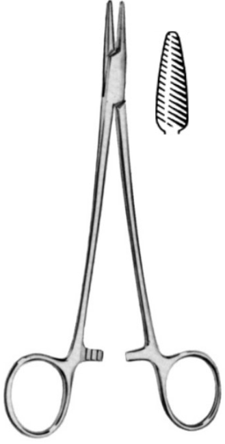 Product Vet Spectrum Brown Needle Holder, 7in (18cm), Straight, Grooved Serrations | SAH.710341 Image