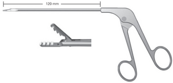 Product Vet Spectrum Arthroscopic Micro Alligator Grasping Forcep, 3.35in (85mm), Straight, Serrated, 2.6mm Tip Width | SAH.A-700059 Image