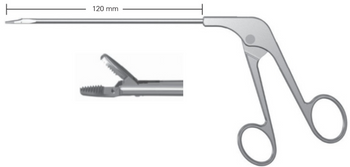 Product Vet Spectrum Arthroscopic Velociraptor Jr. Grasping Forcep, 3.35in (85mm), Curved Upwards, Serrated, 2.6 Tip Width | SAH.A-700061 Image
