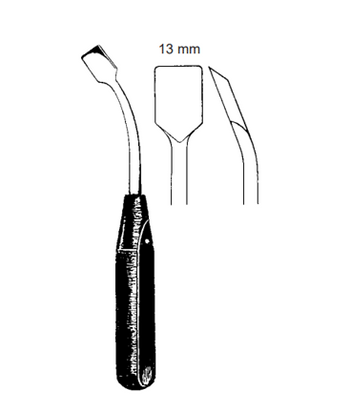 Product Vet Spectrum Ao Periosteal Elevator, 7.25" (18.5cm), Angled, Phenolic Handle, Flat, 13mm Tip | SAH.700021 Image