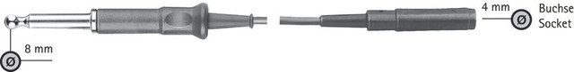 Product Aesculap Monopolar Connecting Cable, 3.5m, plug 8mm diameter, socket 4mm diameter | GK246 Image