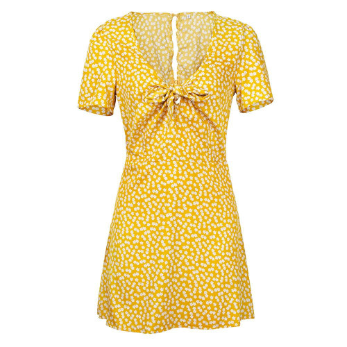 Robe Crayon Noir Floral à Découpe - Just Blue - Taille Régulière - Sans Manches