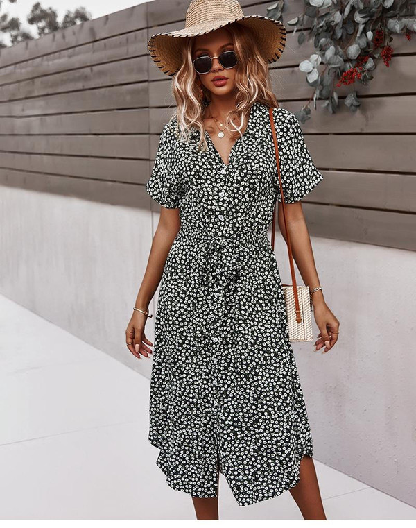 Robe Florale Boutonnee zaxx