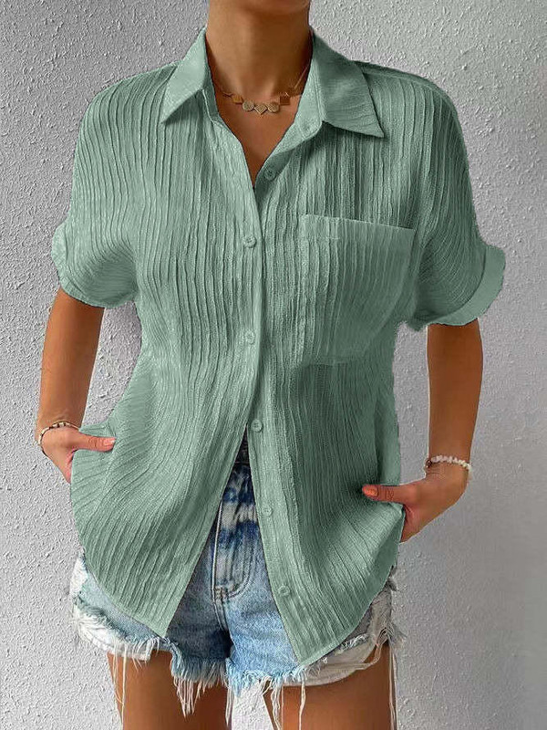 Chemise Casual Unie à Poches zaxx