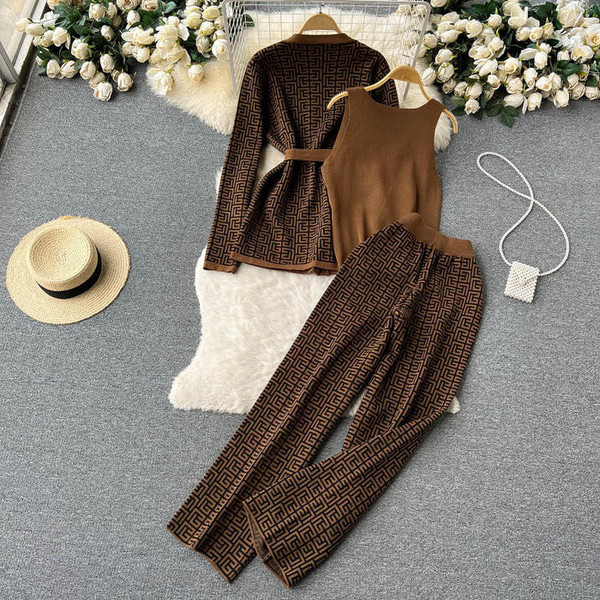 Ensemble Trois Pièces Elégant à Motifs Ensemble Trois Pièces Elégant à Motifs zaxx