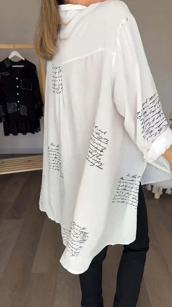 Chemise à Revers avec Lettres Imprimées zaxx