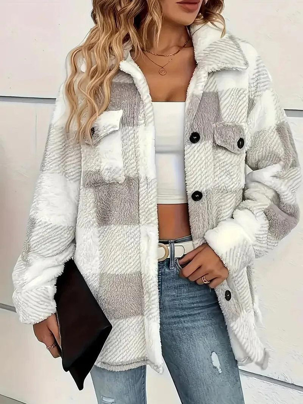 Veste Boutonnée à Carreaux Veste Boutonnée à Carreaux zaxx