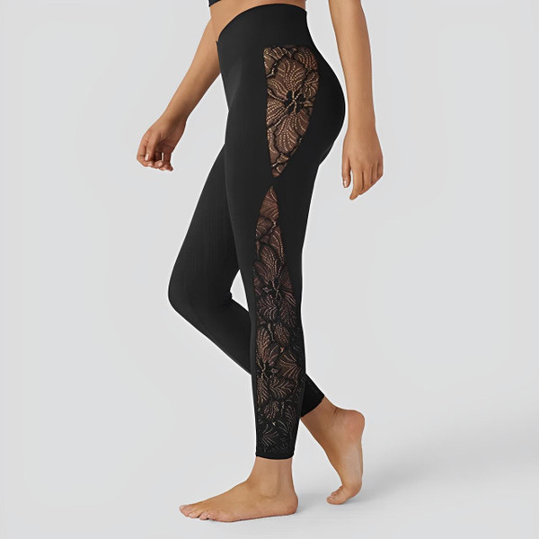 Legging Yoga Taille Haute – Détail Dentelle & Coupe Sculptante Legging Yoga Taille Haute – Détail Dentelle & Coupe Sculptante zaxx