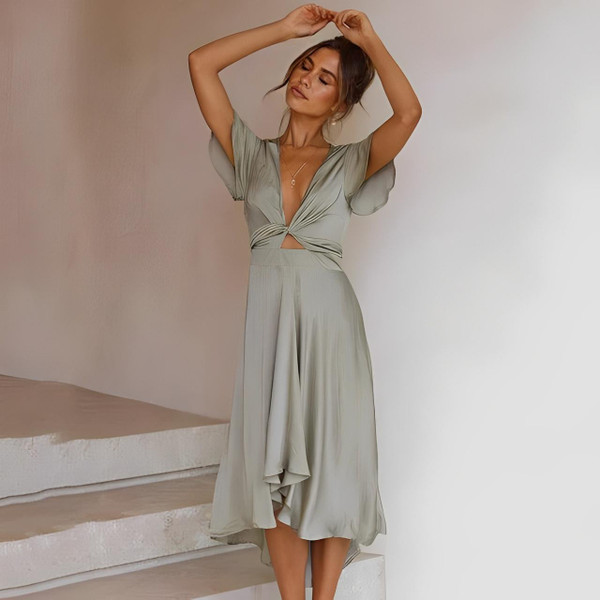 Robe Longue Évasée en Satin Ella™ Robe Longue Évasée en Satin Ella™ zaxx