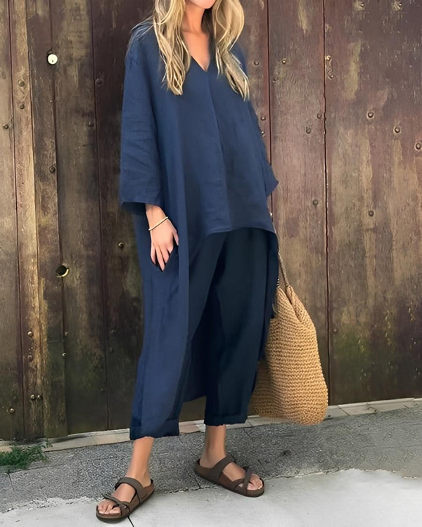 Ensemble Décontracté Chic – Haut Long et Pantalon Ample Elena™ Ensemble Décontracté Chic – Haut Long et Pantalon Ample Elena™ zaxx