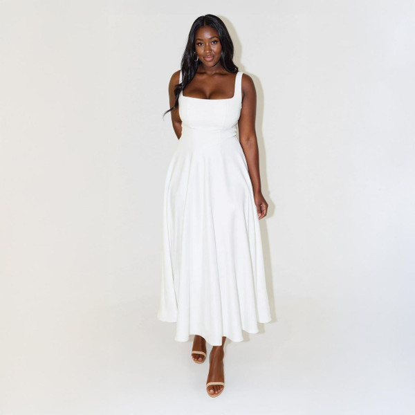Robe Midi à Col Carré Céleste™ Robe Midi à Col Carré Céleste™ zaxx