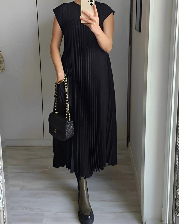 Robe Longue Plissée Femme Élégante Robe Longue Plissée Femme Élégante zaxx