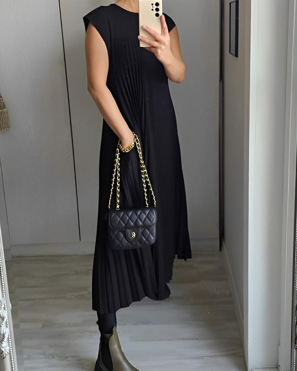 Robe Longue Plissée Femme Élégante Robe Longue Plissée Femme Élégante zaxx