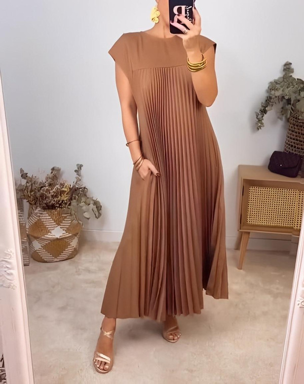 Robe Longue Plissée Femme Élégante Robe Longue Plissée Femme Élégante zaxx
